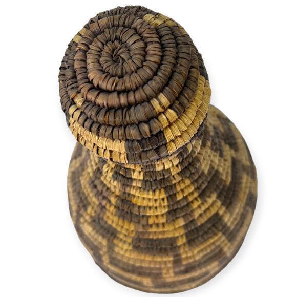 Omani Oman Bedouin Antique Hand Coiled Crafted Lidded Basket Jar Weave Med Size - Picture 3 of 6